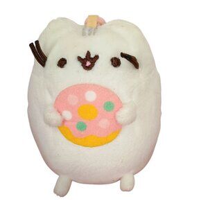 Pusheen White Cat Mystery Plush Clip With Pink Face And Yellow Accents 2024 Coll